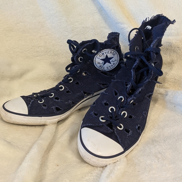 Converse Shoes - Converse Chuck Taylor All Star Hi-Ness Cutout Wedge Sneaker Canvas Navy Blue